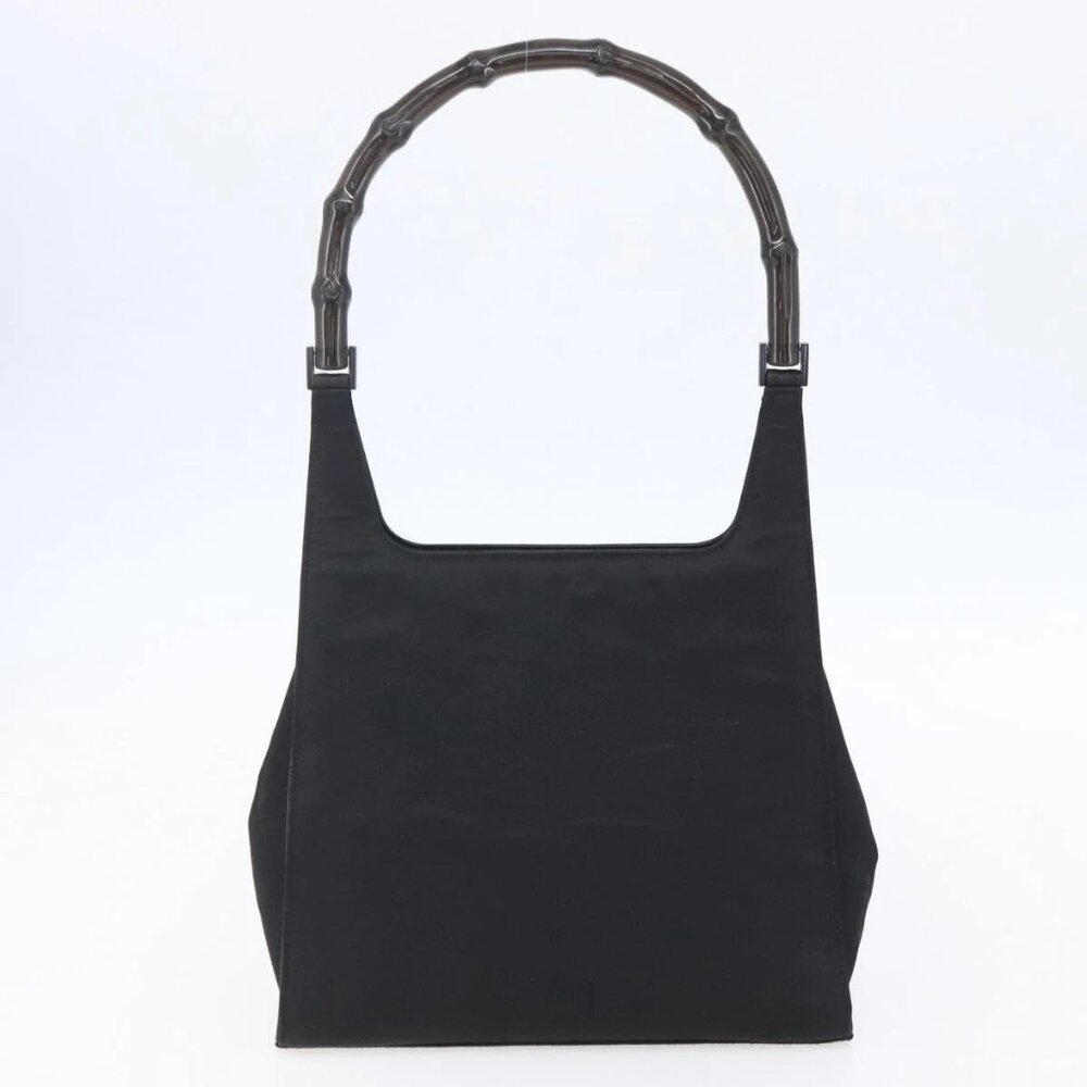 GUCCI GG Supreme Bamboo Shoulder Bag PVC Nylon 3 Set Beige Black Auth ka378 - Picture 12 of 16